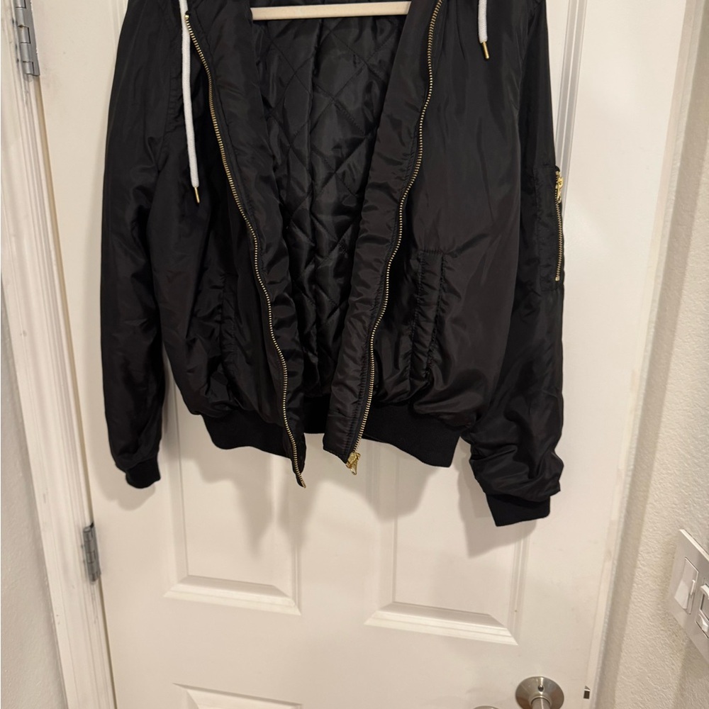 Hurley Black Quilted Bomber Jacket